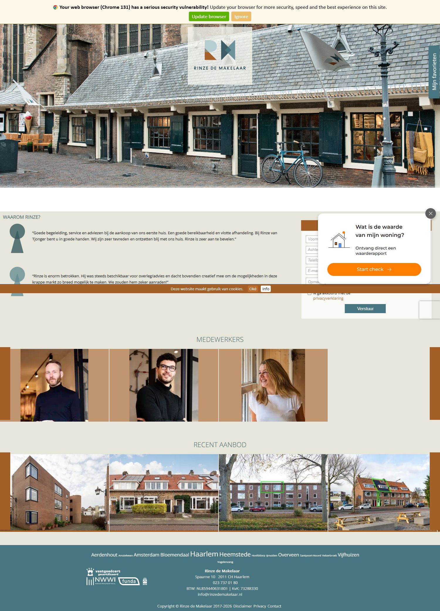 Screenshot van de website van www.rinzedemakelaar.nl