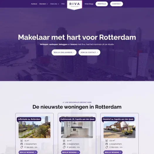 Screenshot of the website of www.rivamakelaars.nl