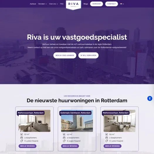 Screenshot van de website van www.rivarentals.com
