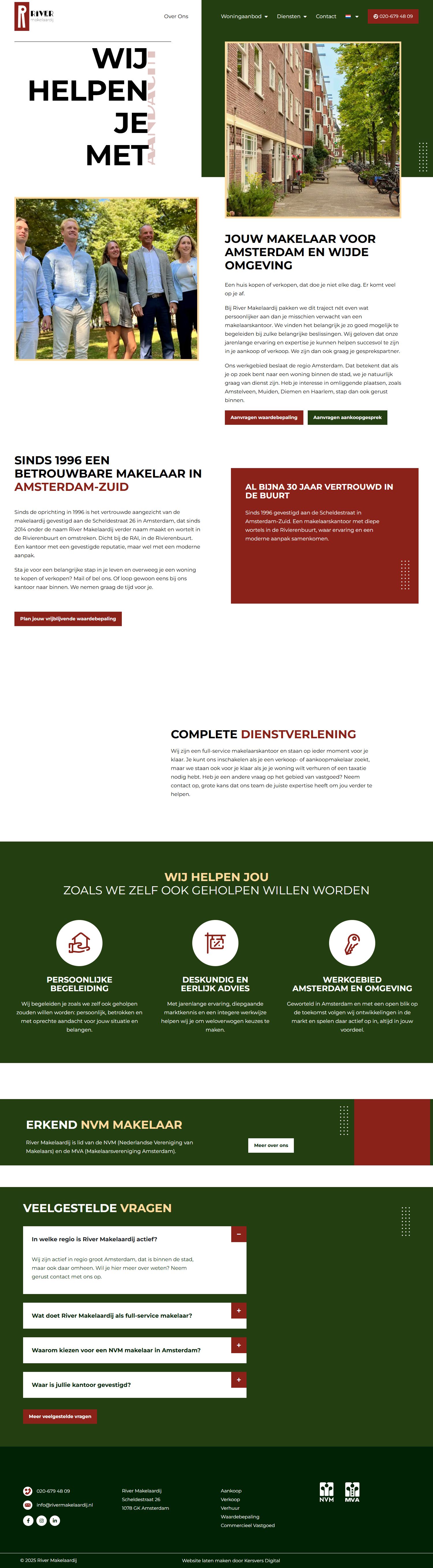 Screenshot van de website van www.rivermakelaardij.nl