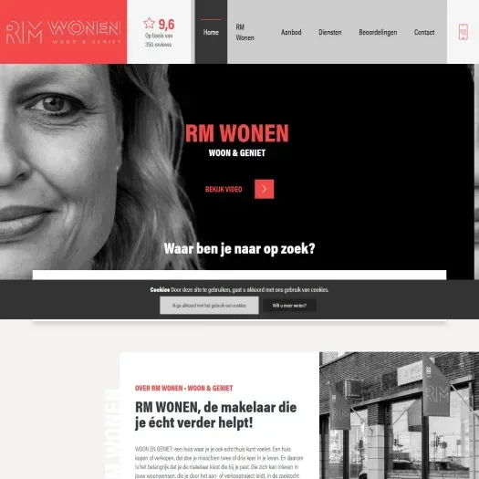 Screenshot of the website of www.rmwonen.nl