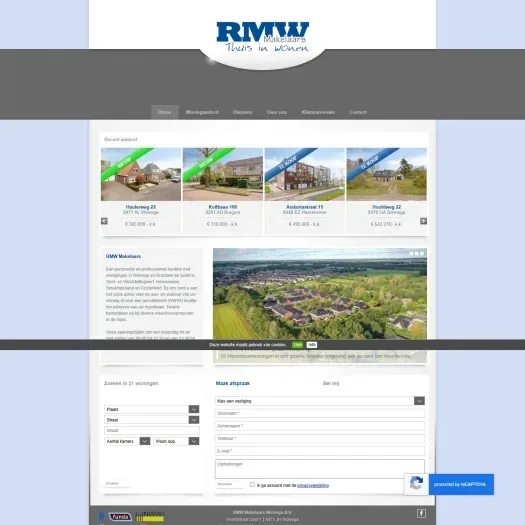 Screenshot van de website van www.rmwmakelaars.nl