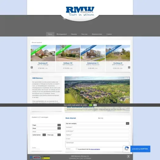 Screenshot van de website van rmwmakelaars.nl