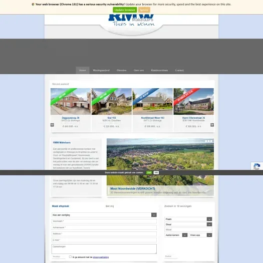 Screenshot of the website of rmwmakelaars.nl