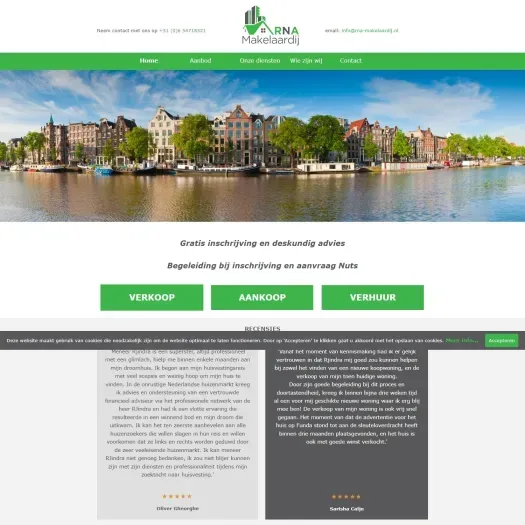 Screenshot van de website van www.rna-makelaardij.nl
