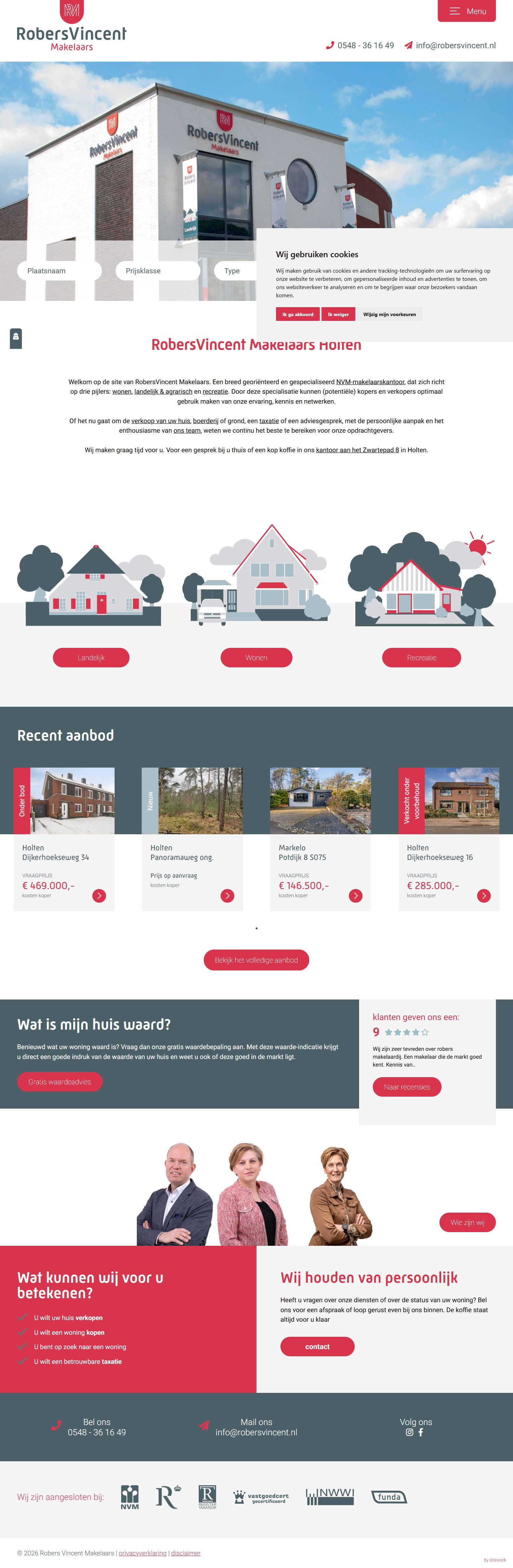 Screenshot der Website von www.robersvincent.nl