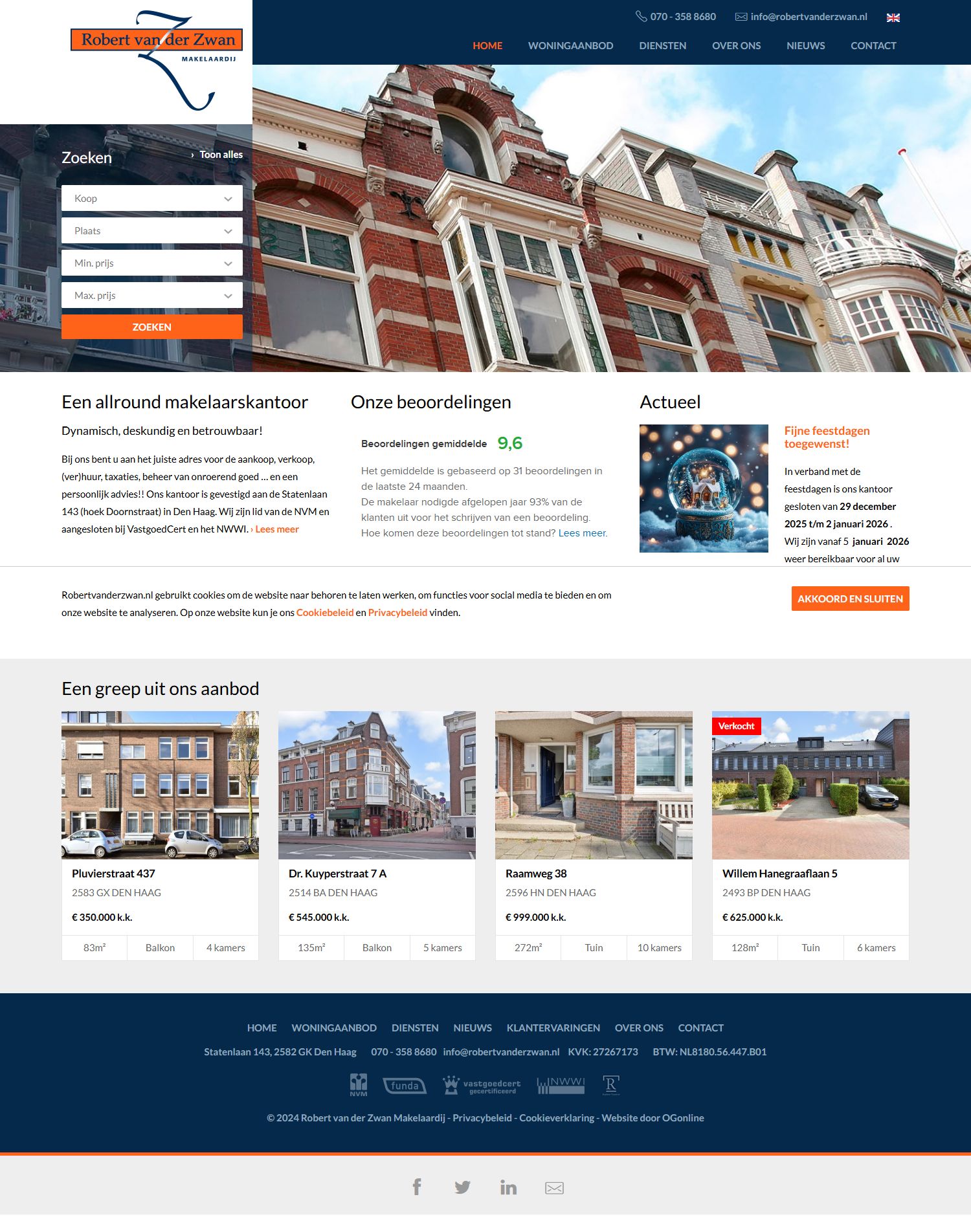 Screenshot van de website van www.robertvanderzwan.nl