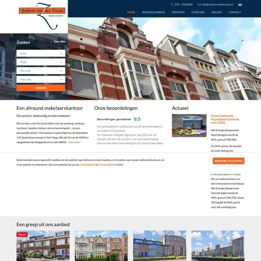 Screenshot van de website van www.robertvanderzwan.nl