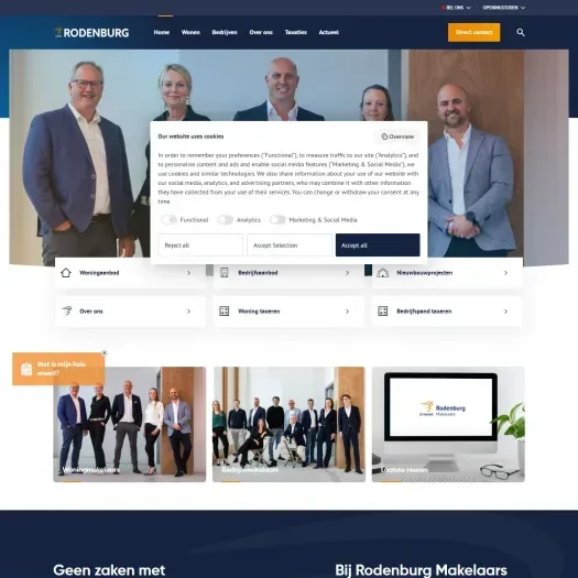 Screenshot of the website of www.rodenburg.nl