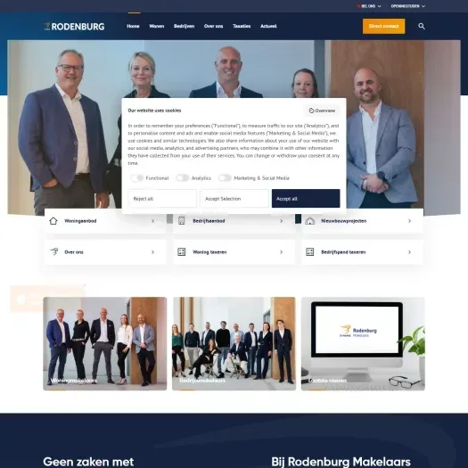 Screenshot van de website van rodenburg.nl