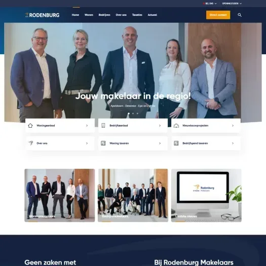 Screenshot of the website of rodenburg.nl