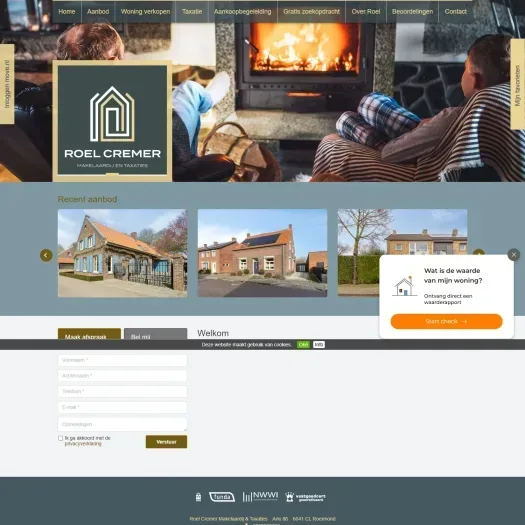 Screenshot van de website van www.roelcremermakelaardij.nl