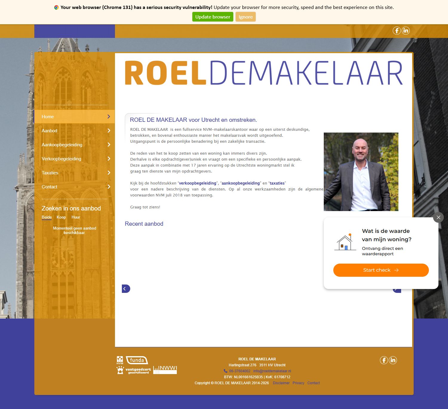 Screenshot of the website of www.roeldemakelaar.nl