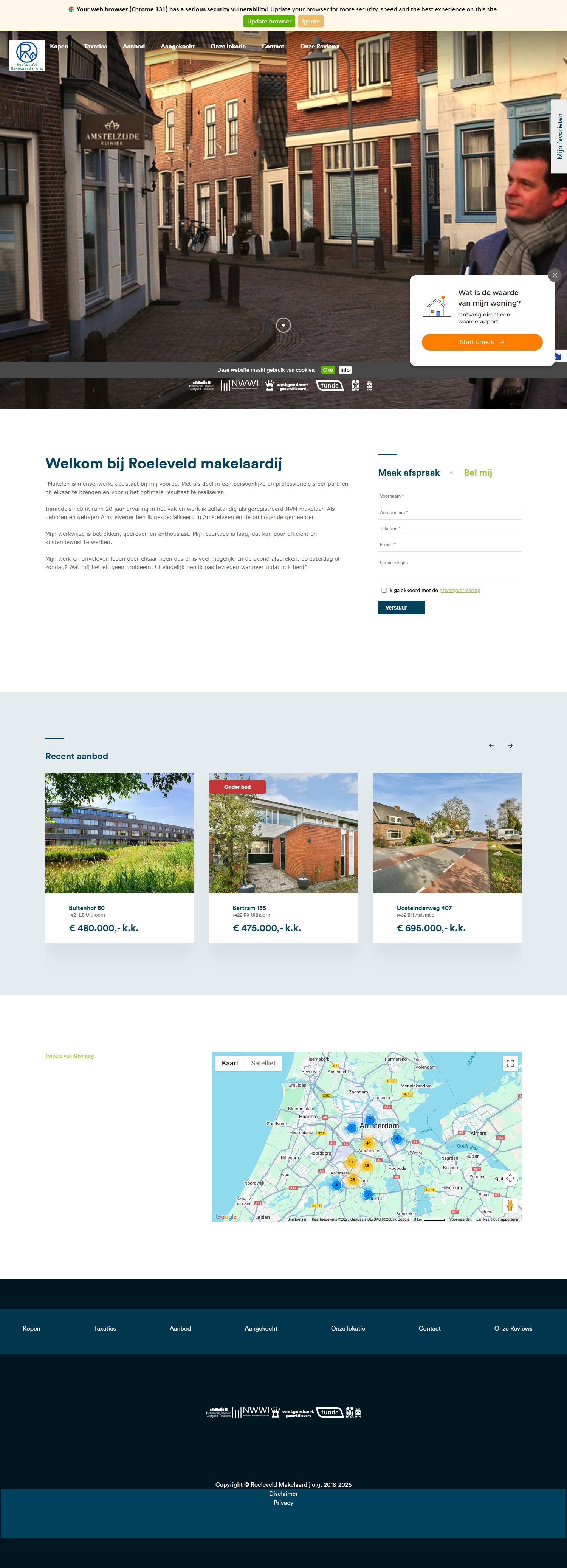 Screenshot of the website of www.roeleveldmakelaardij.nl