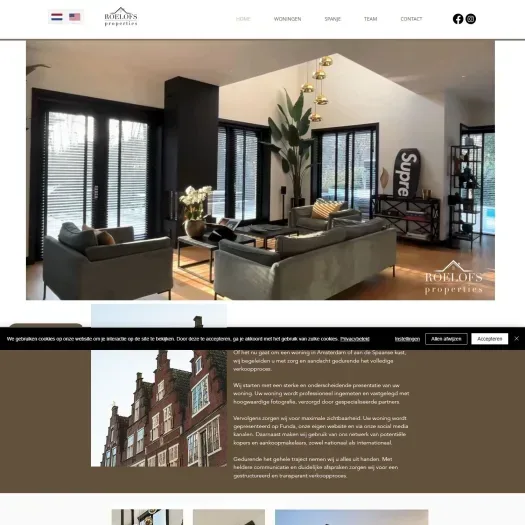 Screenshot of the website of www.roelofsproperties.nl