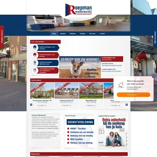Screenshot van de website van www.roepman.nl
