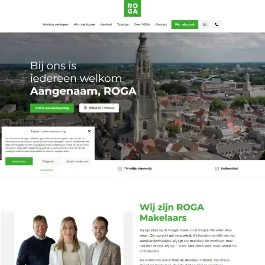 Screenshot van de website van www.rogamakelaars.nl