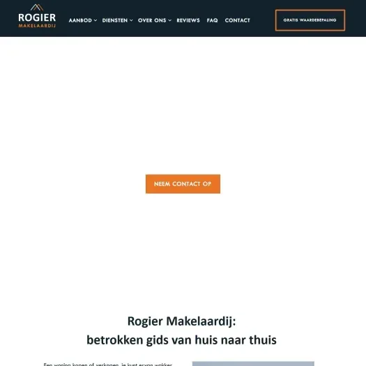 Screenshot of the website of www.rogiermakelaardij.nl