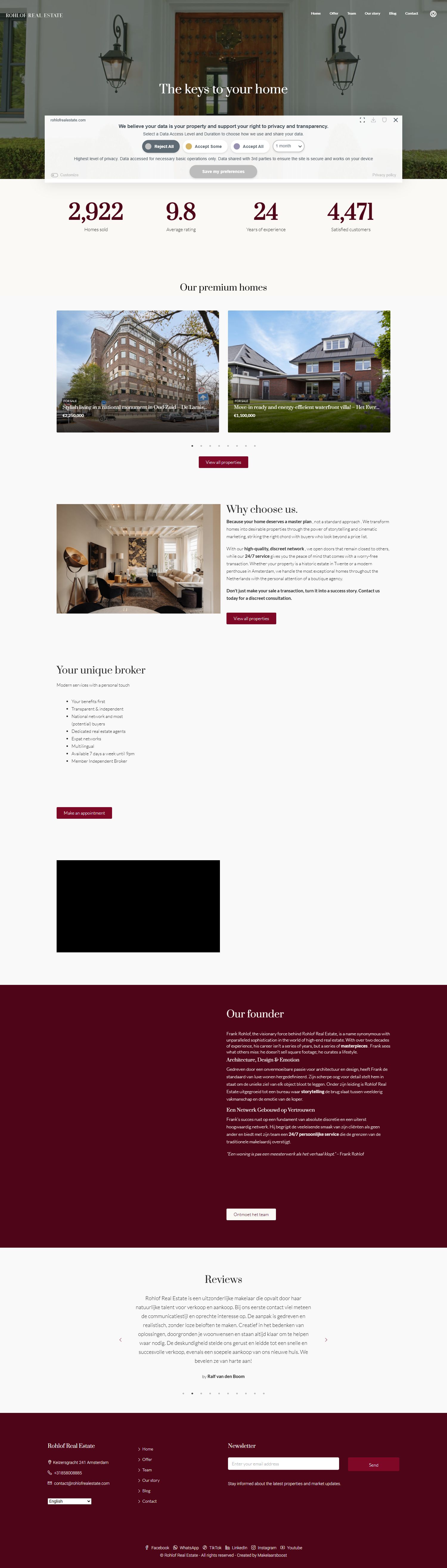 Screenshot der Website von www.rohlofrealestate.com