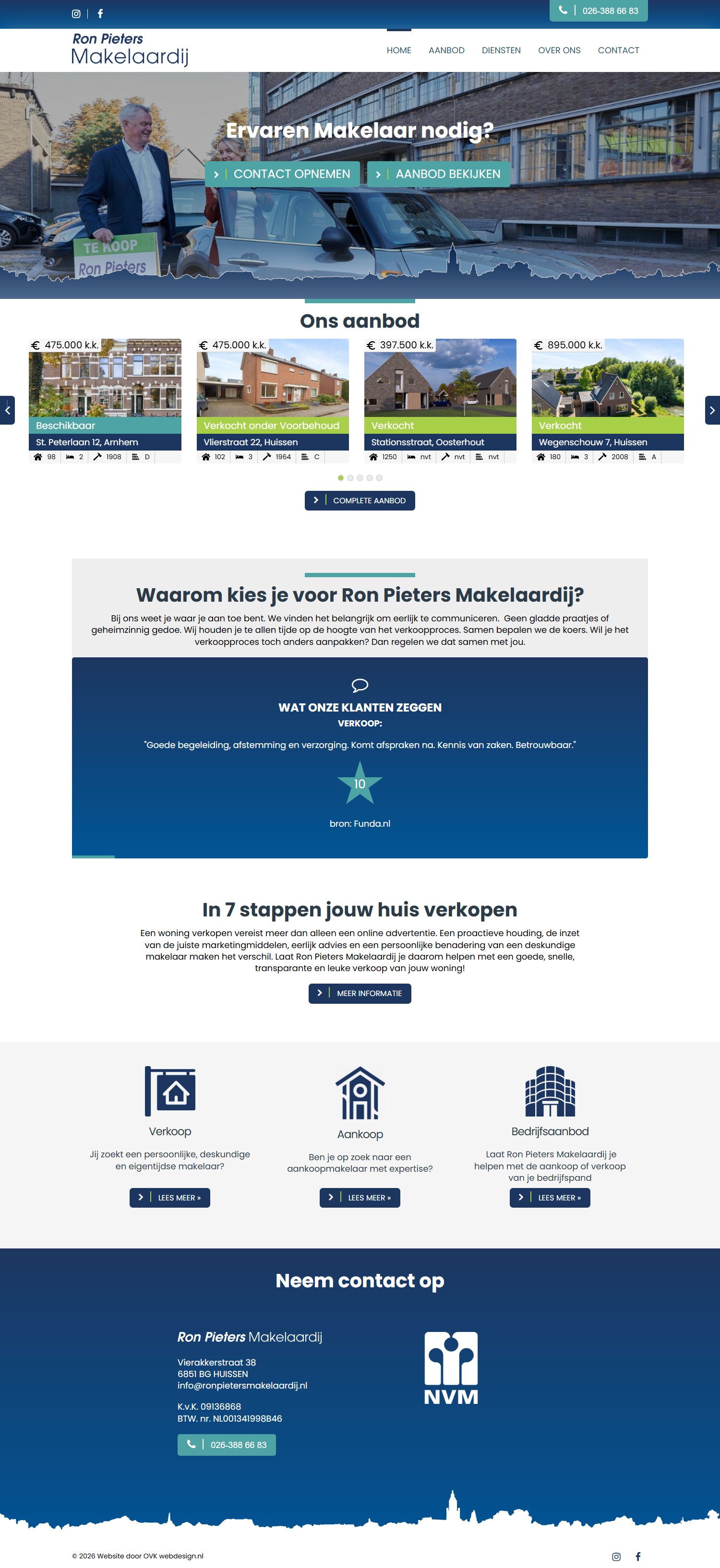 Screenshot of the website of www.ronpietersmakelaardij.nl