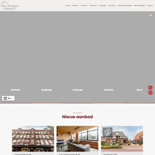 Screenshot of the website of www.ronschippermakelaardij.nl