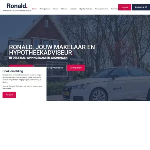 Screenshot van de website van ronaldmakelaar.nl