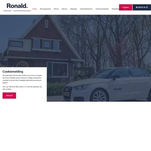 Screenshot of the website of www.ronaldmakelaar.nl
