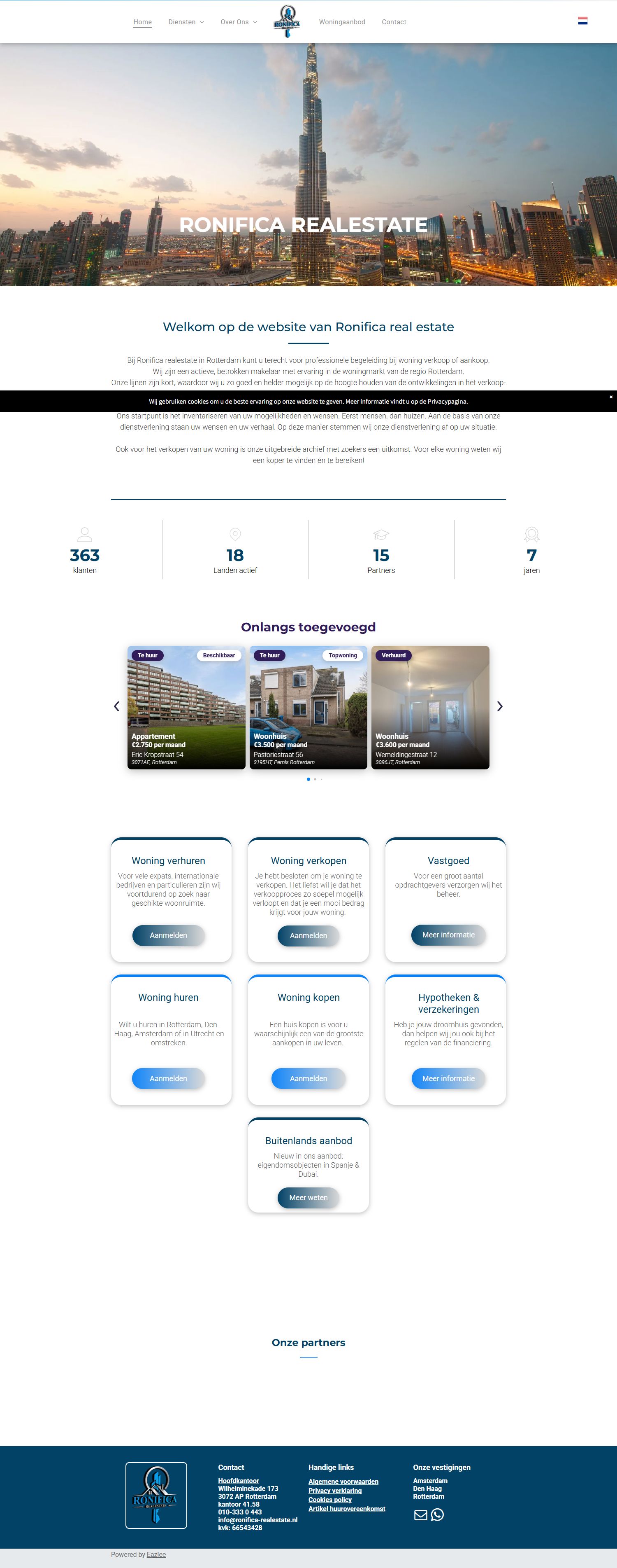 Screenshot of the website of www.ronifica-realestate.nl