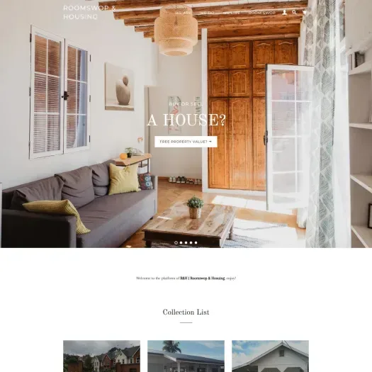 Screenshot van de website van www.roomswop.com