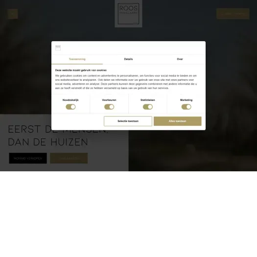 Screenshot van de website van www.roosmakelaars.nl