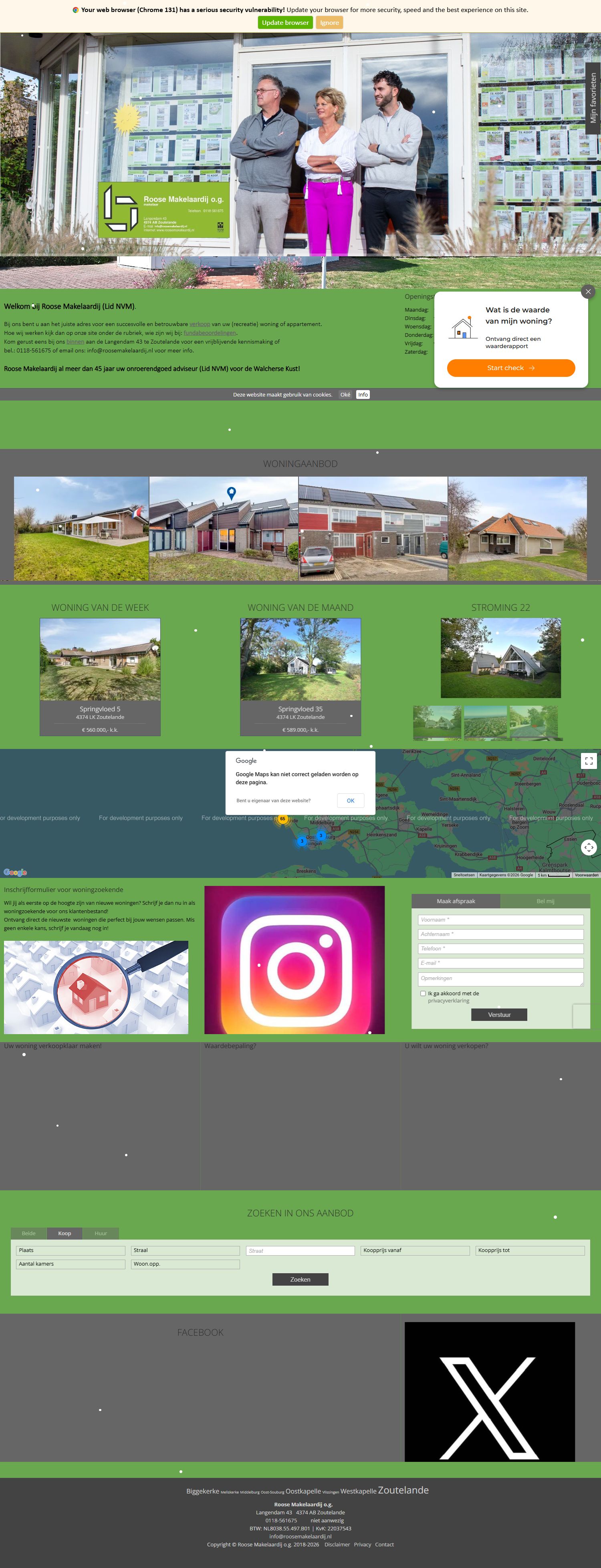 Screenshot der Website von www.roosemakelaardij.nl