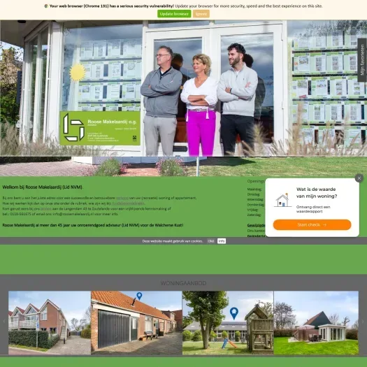 Screenshot van de website van www.roosemakelaardij.nl
