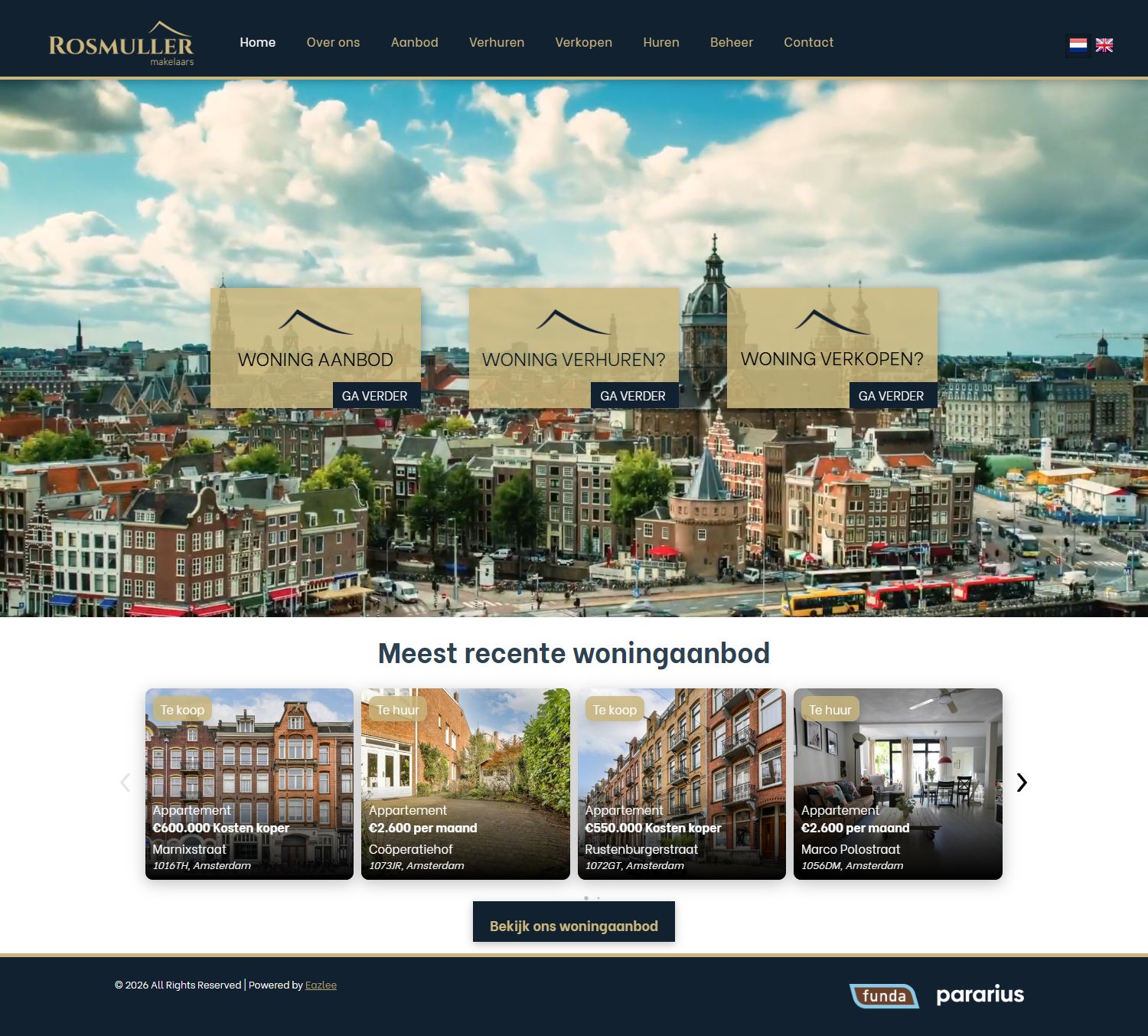 Screenshot of the website of www.rosmuller.nl