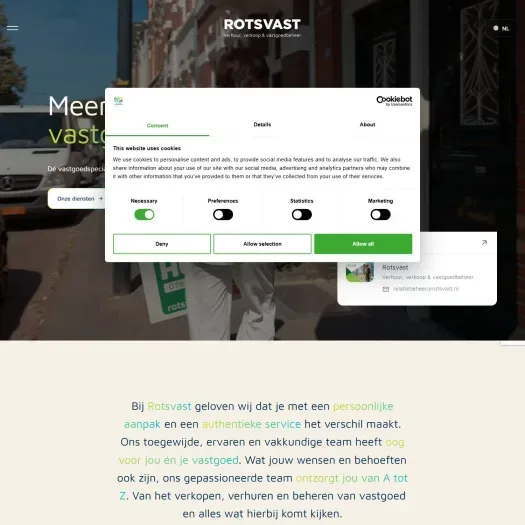 Screenshot van de website van www.rotsvast.nl