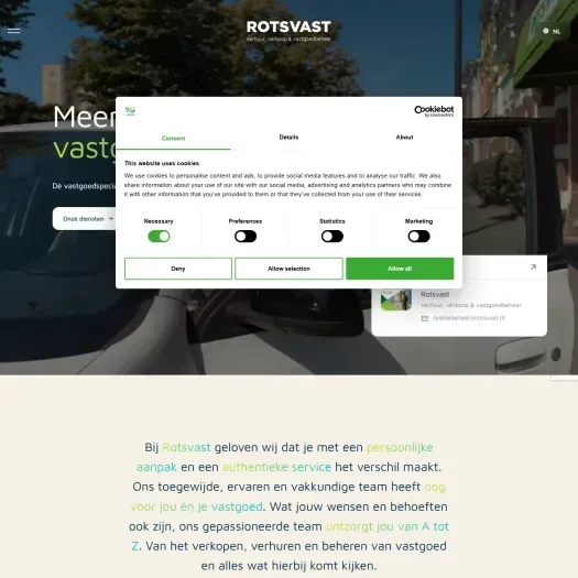 Screenshot van de website van www.rotsvast.nl