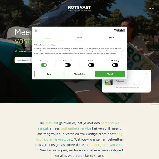 Screenshot van de website van www.rotsvast.nl