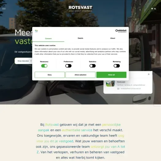 Screenshot van de website van www.rotsvast.nl