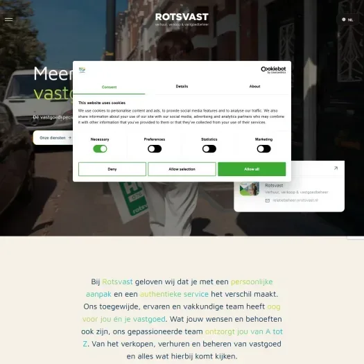 Screenshot van de website van www.rotsvast.nl