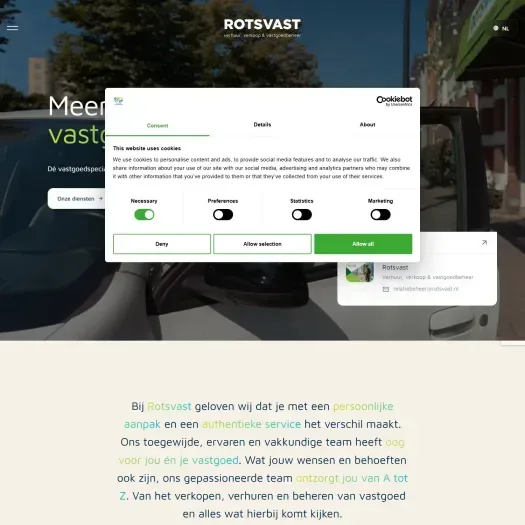 Screenshot van de website van www.rotsvast.nl