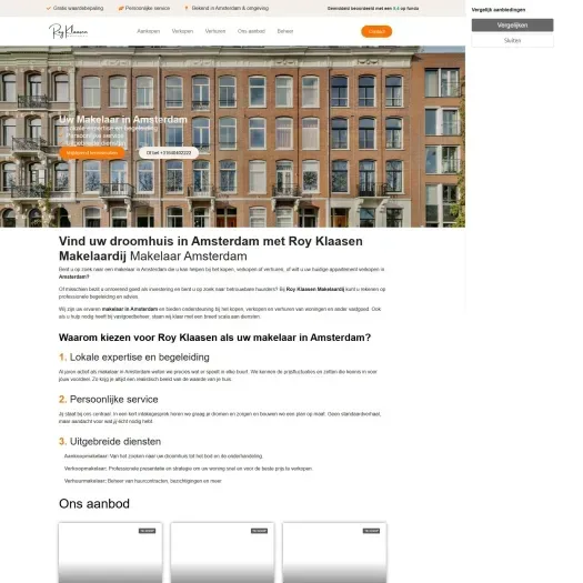 Screenshot van de website van www.royklaasenmakelaardij.com