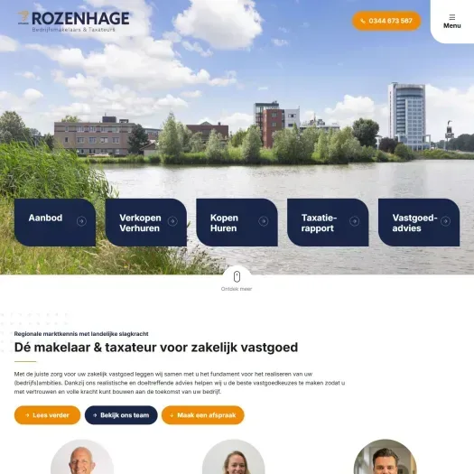 Screenshot van de website van www.rozenhage.nl