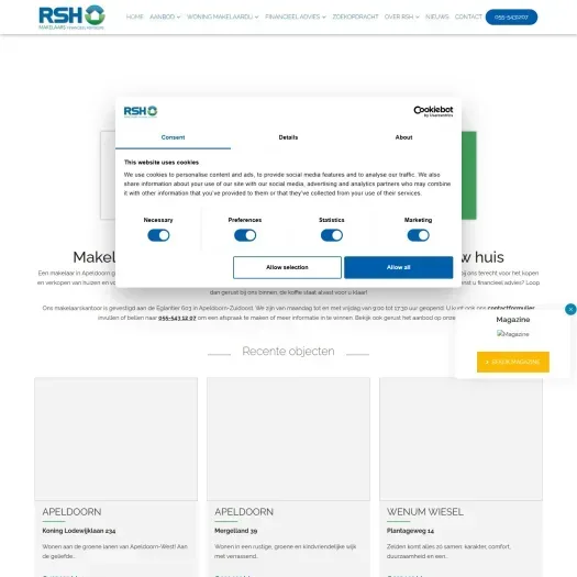Screenshot van de website van www.rshmakelaars.nl