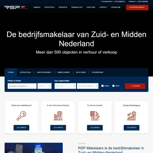 Screenshot van de website van www.rspmakelaars.nl