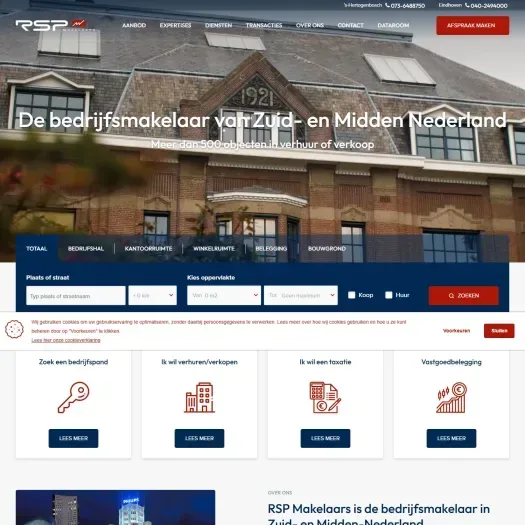 Screenshot van de website van www.rsp.nl