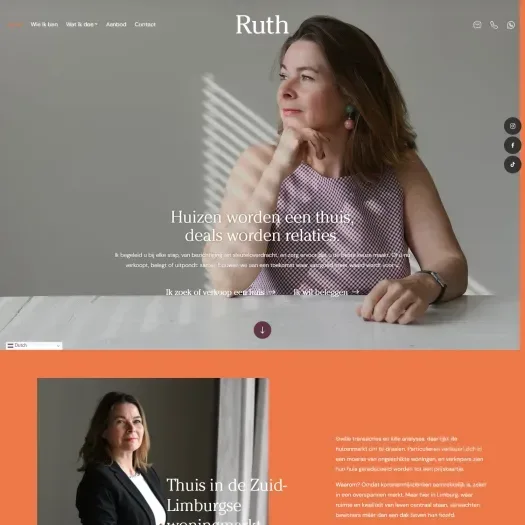 Screenshot van de website van www.ruthmakelaardij.nl
