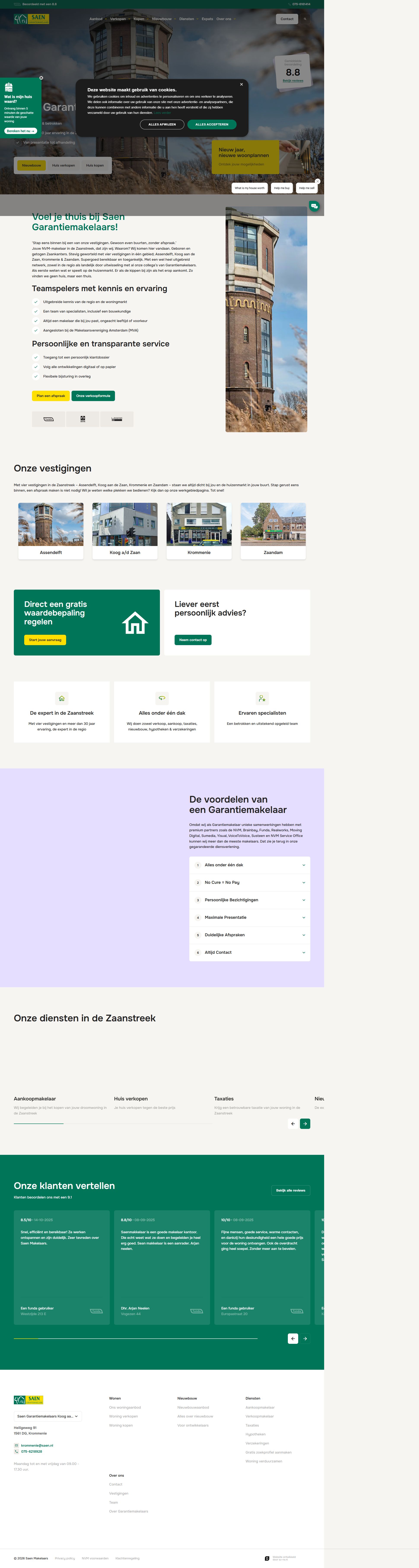 Screenshot der Website von www.saen.nl