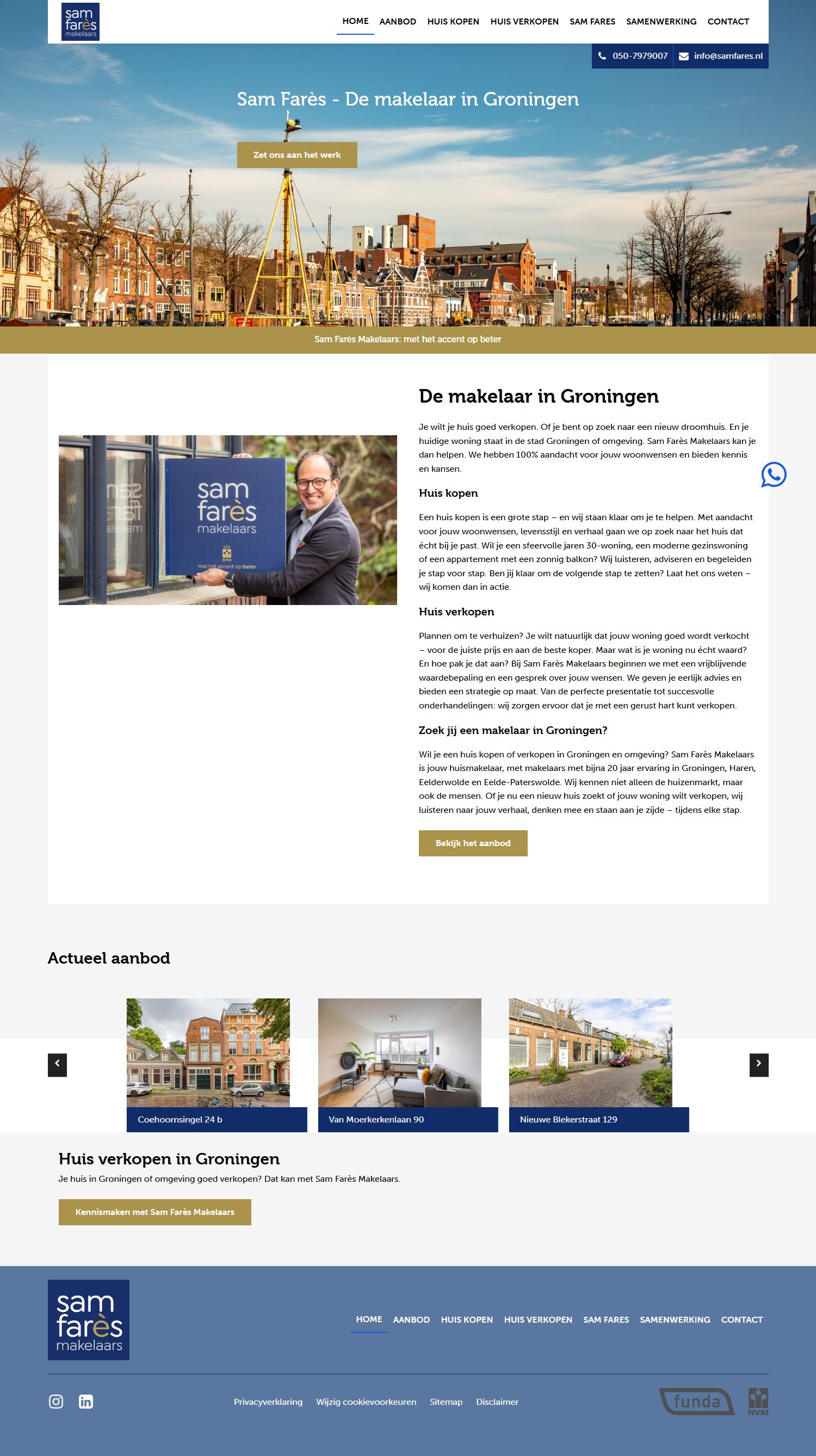 Screenshot of the website of www.samfares.nl