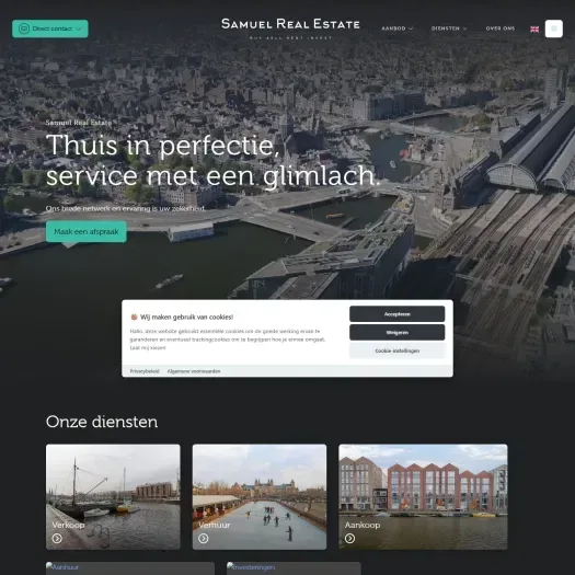 Capture d'écran du site web de samuelrealestate.nl