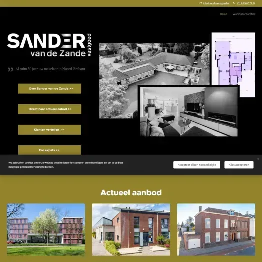Screenshot van de website van www.sandervastgoed.nl