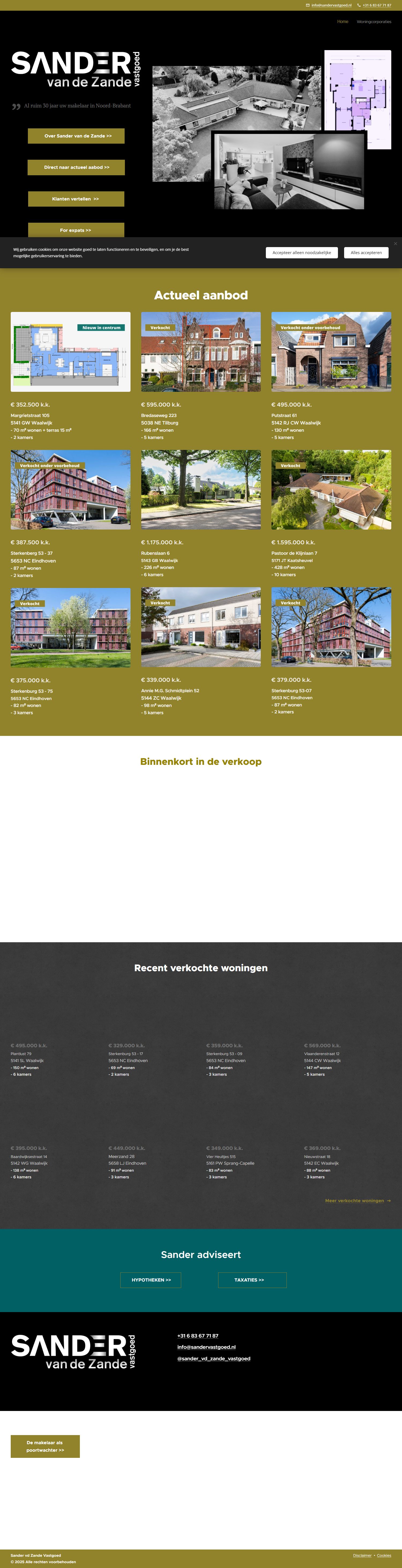 Screenshot of the website of www.sandervastgoed.nl